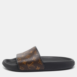 Louis Vuitton Brown Monogram Canvas  Waterfront Flat Slides Size 42
