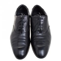 مملوكة مسبقًا حذاء لوي فيتون أكسفورد أربطة جلد نقش دامييه أسود مقاس 42