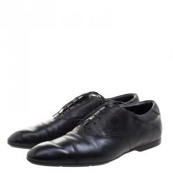 مملوكة مسبقًا حذاء لوي فيتون أكسفورد أربطة جلد نقش دامييه أسود مقاس 42