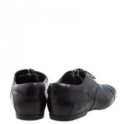 مملوكة مسبقًا حذاء لوي فيتون أكسفورد أربطة جلد نقش دامييه أسود مقاس 42