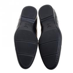 مملوكة مسبقًا حذاء لوي فيتون أكسفورد أربطة جلد نقش دامييه أسود مقاس 42