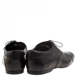 Pre Owned Louis Vuitton Black Glazed Calf Leather Sandstone Richelieu Lace Up Shoes Size 43
