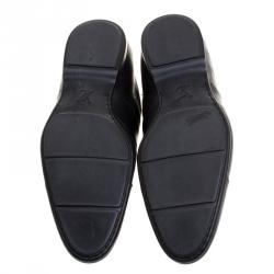 Pre Owned Louis Vuitton Black Glazed Calf Leather Sandstone Richelieu Lace Up Shoes Size 43