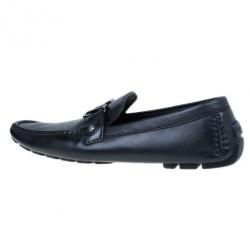 Pre Owned Louis Vuitton Black Leather Monte Carlo Moccasins Size 42.5