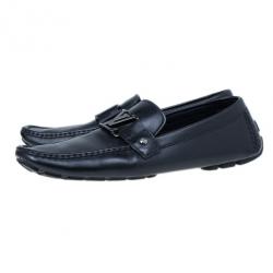 Pre Owned Louis Vuitton Black Leather Monte Carlo Moccasins Size 42.5