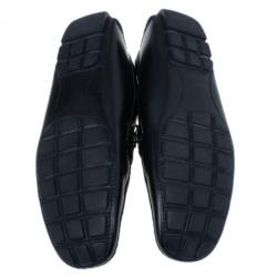 Pre Owned Louis Vuitton Black Leather Monte Carlo Moccasins Size 42.5