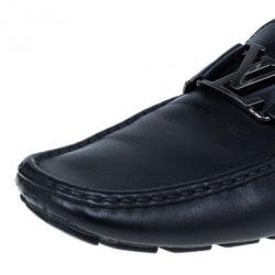 Pre Owned Louis Vuitton Black Leather Monte Carlo Moccasins Size 42.5