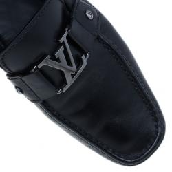 Pre Owned Louis Vuitton Black Leather Monte Carlo Moccasins Size 42.5