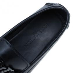 Pre Owned Louis Vuitton Black Leather Monte Carlo Moccasins Size 42.5