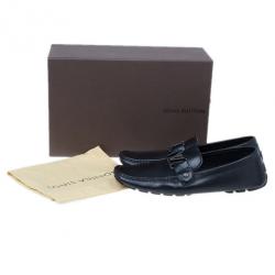 Pre Owned Louis Vuitton Black Leather Monte Carlo Moccasins Size 42.5