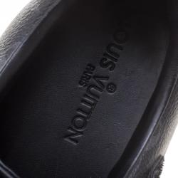Pre Owned Louis Vuitton Black Leather And Monogram Canvas Passenger Lace Up Sneakers Size 43