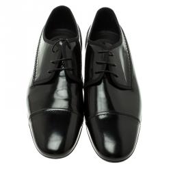 مملوكة مسبقًا حذاء لوي فيتون دربي أربطة جلد أسود مقاس 43.5