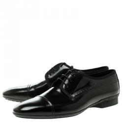 مملوكة مسبقًا حذاء لوي فيتون دربي أربطة جلد أسود مقاس 43.5