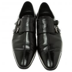 مملوكة مسبقًا حذاء دربي لوي فيتون إبزيم جلد انفيني أسود مقاس 42