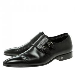 مملوكة مسبقًا حذاء دربي لوي فيتون إبزيم جلد انفيني أسود مقاس 42