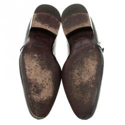 مملوكة مسبقًا حذاء دربي لوي فيتون إبزيم جلد انفيني أسود مقاس 42