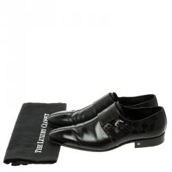 مملوكة مسبقًا حذاء دربي لوي فيتون إبزيم جلد انفيني أسود مقاس 42