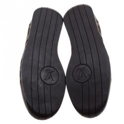 Pre Owned Louis Vuitton Two Tone Damier Ebene Fabric and Leather Sneakers Size 42