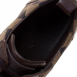 Pre Owned Louis Vuitton Two Tone Damier Ebene Fabric and Leather Sneakers Size 42