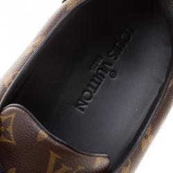 Louis Vuitton Brown Monogram Canvas and Black Leather Frontrow Low Top Sneakers Size 47