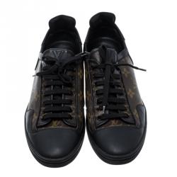 Pre Owned حذاء رياضي لوي فيتون سلالوم كانفاس بني مونوغرامي بعنق قصير مقاس 42