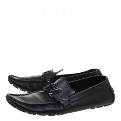 Pre Owned Louis Vuitton Black Leather Monte Carlo Loafers Size 46