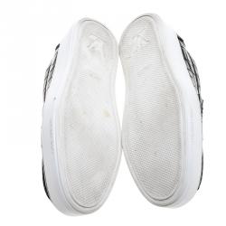 Louis Vuitton Black Croc Embossed Leather Slip on Sneakers Size 40.5