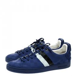 Pre Owned Louis Vuitton Blue Damier Infini Leather Frontrow Sneaker Size 43.5