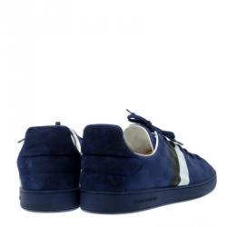 Pre Owned Louis Vuitton Blue Damier Infini Leather Frontrow Sneaker Size 43.5