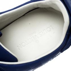 Pre Owned Louis Vuitton Blue Damier Infini Leather Frontrow Sneaker Size 43.5