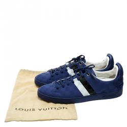 Pre Owned Louis Vuitton Blue Damier Infini Leather Frontrow Sneaker Size 43.5