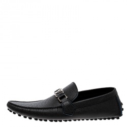 Pre Owned Louis Vuitton Black Leather Hockenheim Loafers Size 43
