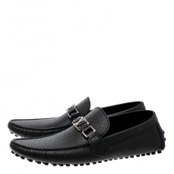 Pre Owned Louis Vuitton Black Leather Hockenheim Loafers Size 43