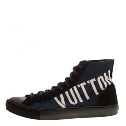 Pre Owned حذاء رياضي لوي فيتون تاتوو كانفاس أزرق بعنق مرتفع مقاس 42.5