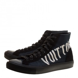 Pre Owned حذاء رياضي لوي فيتون تاتوو كانفاس أزرق بعنق مرتفع مقاس 42.5