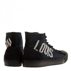 Pre Owned حذاء رياضي لوي فيتون تاتوو كانفاس أزرق بعنق مرتفع مقاس 42.5