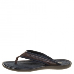 Pre Owned Louis Vuitton Two Tone Damier Canvas and Leather Thong Sandals Size 43.5