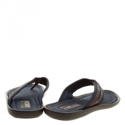 Pre Owned Louis Vuitton Two Tone Damier Canvas and Leather Thong Sandals Size 43.5