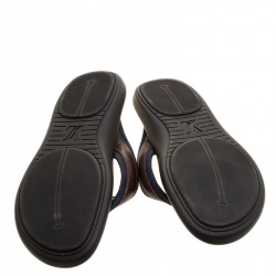 Pre Owned Louis Vuitton Two Tone Damier Canvas and Leather Thong Sandals Size 43.5