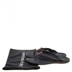 Pre Owned Louis Vuitton Two Tone Damier Canvas and Leather Thong Sandals Size 43.5
