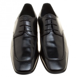 Pre Owned حذاء لوي فيتون دربي أربطة جلد أسود مقاس 43.5