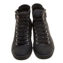 Louis Vuitton Damier Graphite Fabric and Suede Trim Zip Up High Top Sneakers Size 41