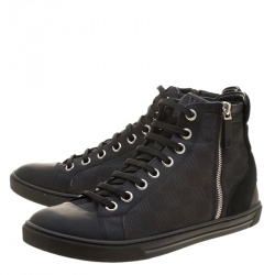 Louis Vuitton Damier Graphite Fabric and Suede Trim Zip Up High Top Sneakers Size 41