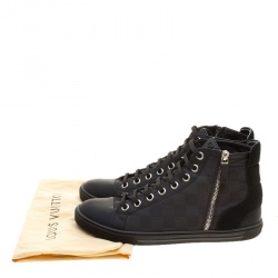 Louis Vuitton Damier Graphite Fabric and Suede Trim Zip Up High Top Sneakers Size 41