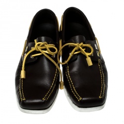 Pre Owned حذاء لوفرز لوي فيتون بوت جلد بني مقاس 42