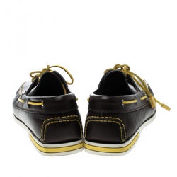 Pre Owned حذاء لوفرز لوي فيتون بوت جلد بني مقاس 42