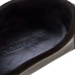Pre Owned Louis Vuitton Brown Leather and Suede Trim Hockenheim Moccasins Size 43