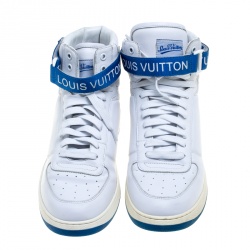 Louis Vuitton White Leather High Top Sneakers Size 44