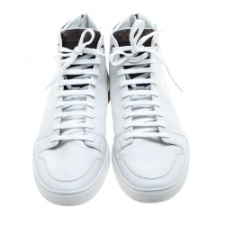 Pre Owned حذاء رياضي لوي فيتون بياقة مرتفعة كانفاس مونوغرامي وجلد أبيض مقاس 41.5