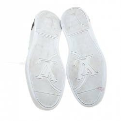 Pre Owned حذاء رياضي لوي فيتون بياقة مرتفعة كانفاس مونوغرامي وجلد أبيض مقاس 41.5